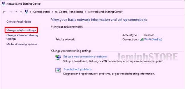 Change adapter settings.