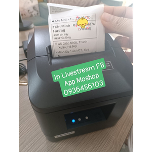 Cách thiết lập máy in chốt đơn Livestream Facebook trong app moshop