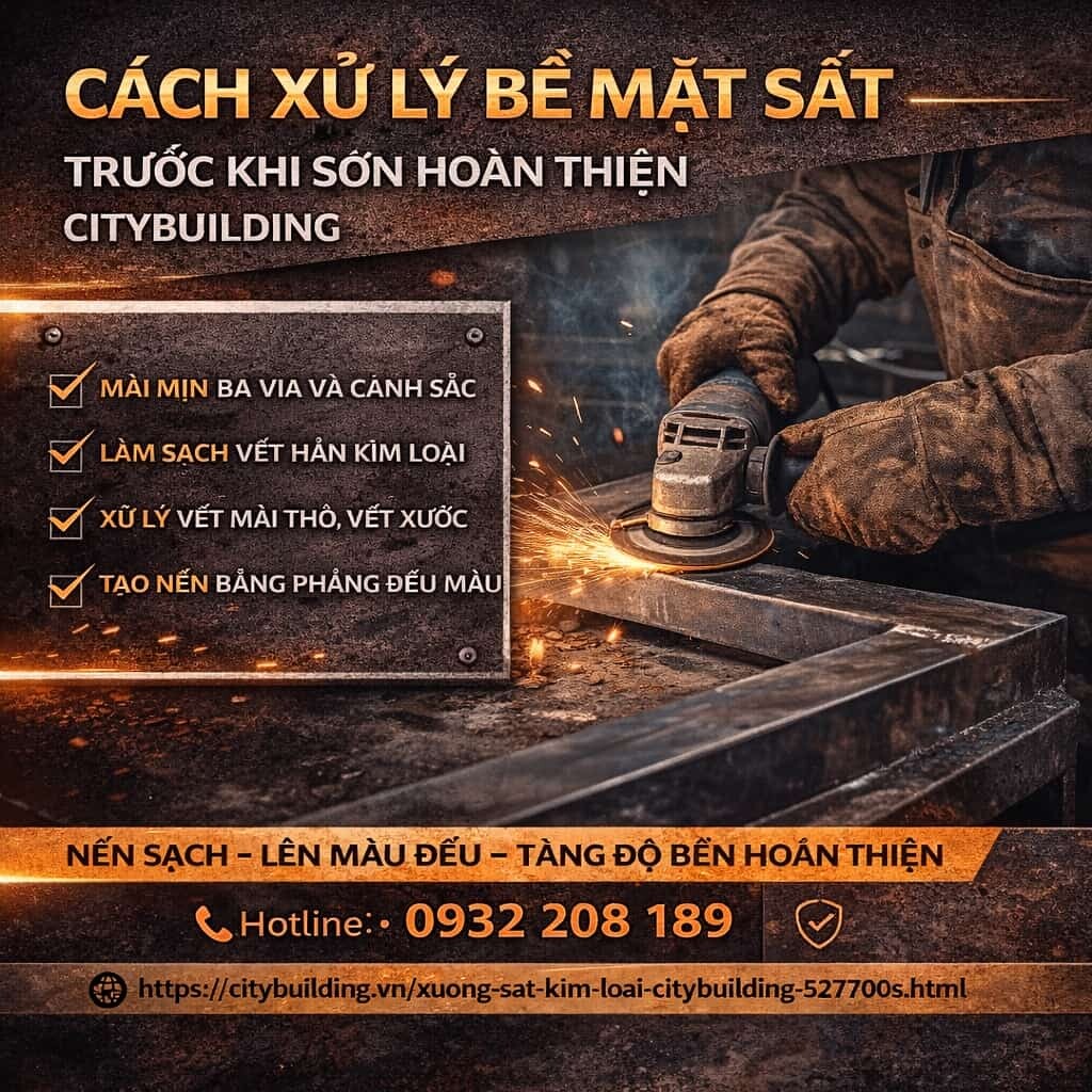CÁCH XỬ LÝ BỀ MẶT SẮT TRƯỚC KHI SƠN HOÀN THIỆN CITYBUILDING