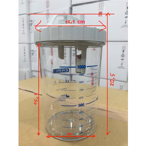 Bình hút dịch 1000ml RE 210001/02 cho máy hút dịch Cami