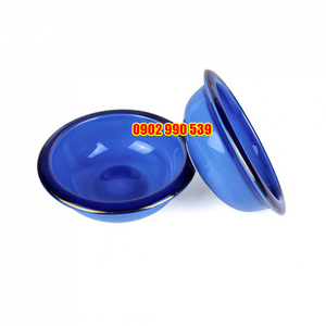 Cặp Chén Sứ Men Xanh Có Vành Viền Vàng Có Triện