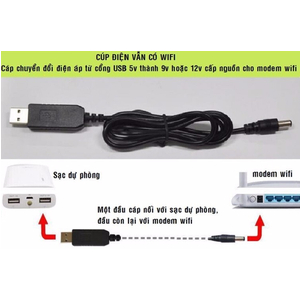 Cáp chuyển đổi điện áp từ cổng USB 5V sang 12V