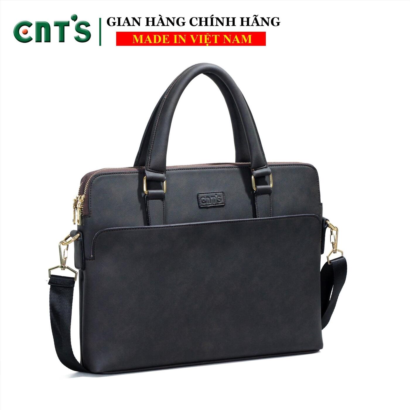 Cặp da công sở CNT HQVIP02 cao cấp Nâu Pha