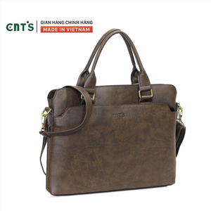 Cặp da công sở Unisex CNT HQ16 thời trang cao cấp Nâu