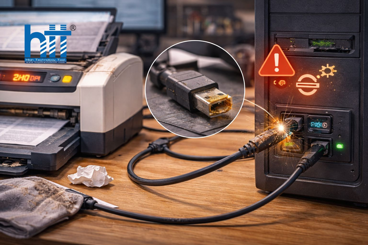 Cáp kết nối và cổng USB bị lỏng hoặc xuống cấp