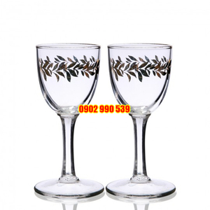Cặp Ly Thủy Tinh Uống Rượu Vẽ Vàng
