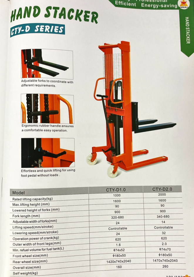 thông số xe nâng tay cao D