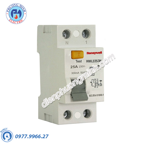 Cầu dao chống dòng rò RCD 2 cực 63A-300mA Honeywell - Model HWL2633H