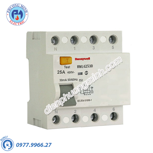 Cầu dao chống dòng rò RCD 4 cực 40A-30mA Honeywell - Model HWL44030