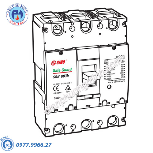 Cầu dao tự động MCCB loại SBH 2P 100kA/380V 800A - Model SBH802b/800