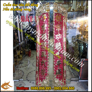 bán hoành phi câu đối đồng vàng đỏ đẹp 1m55
