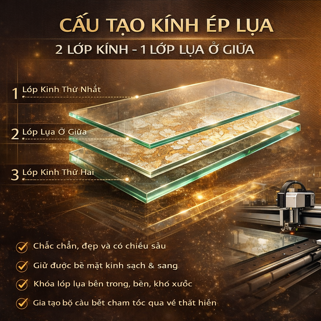 CẤU TẠO KÍNH ÉP LỤA 2 LỚP KÍNH 1 LỚP LỤA Ở GIỮA THEO YÊU CẦU CITYBUILDING