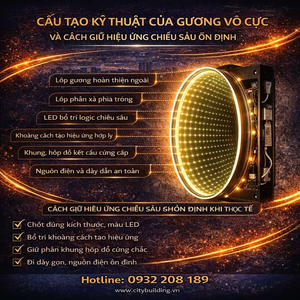 CẤU TẠO KỸ THUẬT CỦA GƯƠNG VÔ CỰC VÀ CÁCH GIỮ HIỆU ỨNG CHIỀU SÂU ỔN ĐỊNH