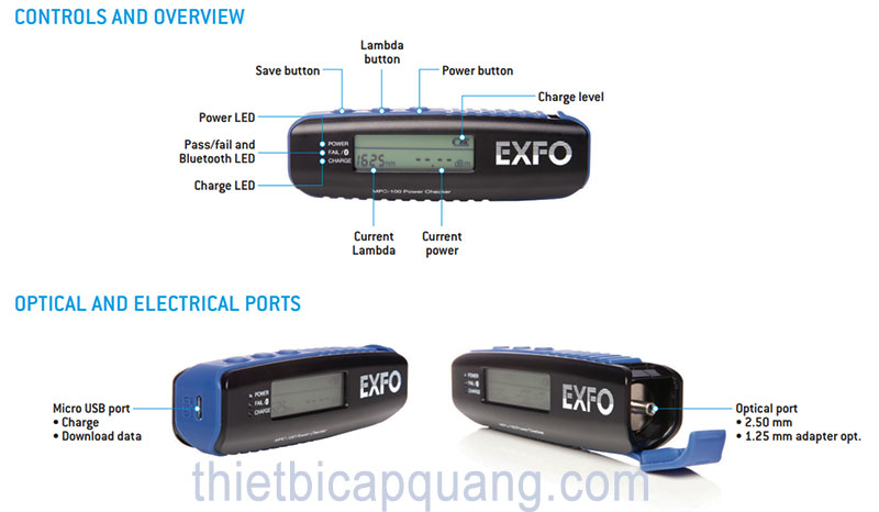 Cấu tạo máy đo công suất quang siêu mini EXFO MPC-100