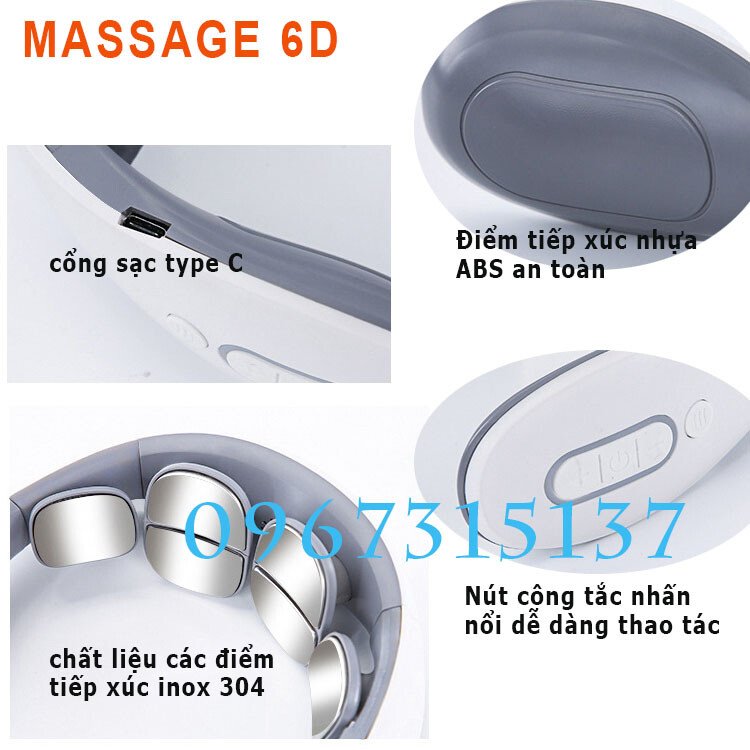 Máy massage cổ vai gáy thông minh 6D với 15 cấp độ massage