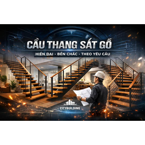 CẦU THANG SẮT GỖ ĐẸP HIỆN ĐẠI BỀN CHẮC THI CÔNG THEO YÊU CẦU CITYBUILDING