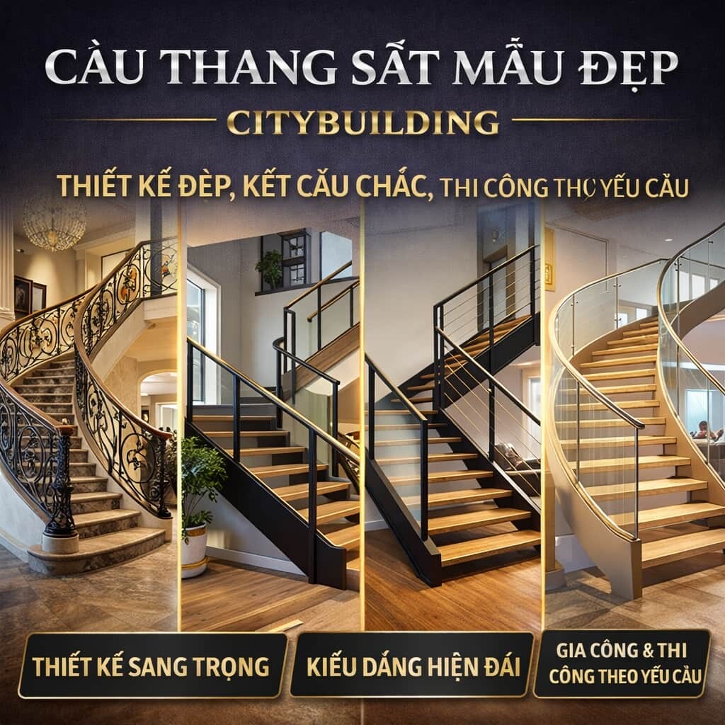 CẦU THANG SẮT MẪU ĐẸP CITYBUILDING – THIẾT KẾ ĐẸP, KẾT CẤU CHẮC, THI CÔNG THEO YÊU CẦU