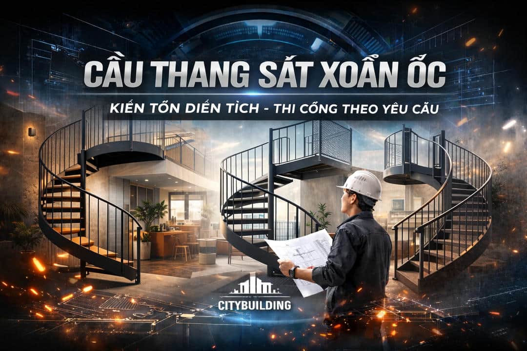 CẦU THANG SẮT XOẮN ỐC ĐẸP TIẾT KIỆM DIỆN TÍCH THI CÔNG THEO YÊU CẦU CITYBUILDING
