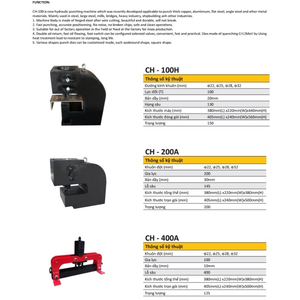 TOÀN BỘ VỀ MÁY ĐỘT LỖ THUỶ LỰC CH-60, CH-70, CH-80, CH-100, CH-200, CH-300