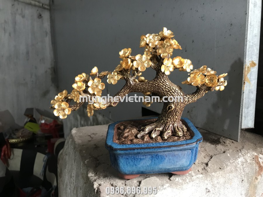 Cây mai mạ vàng 24k làm quà tặng để bàn và quà tết