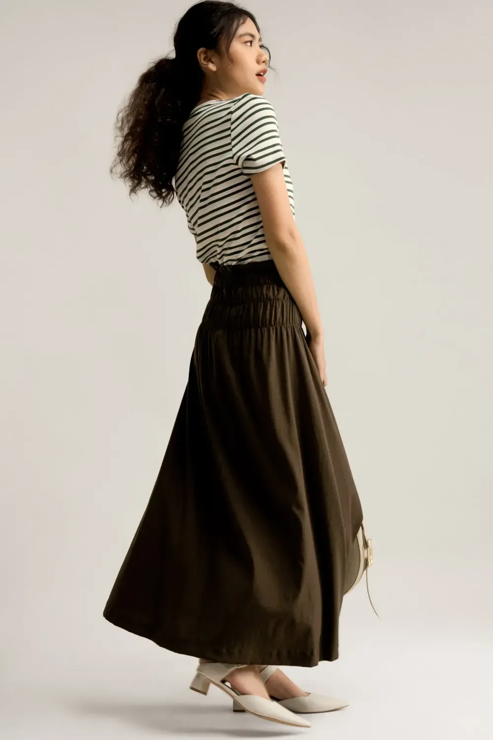 Chân váy dài nhún eo
