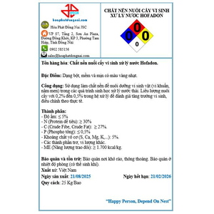 CHẤT NỀN NUÔI CẤY VI SINH XỬ LÝ NƯỚC HOFADON