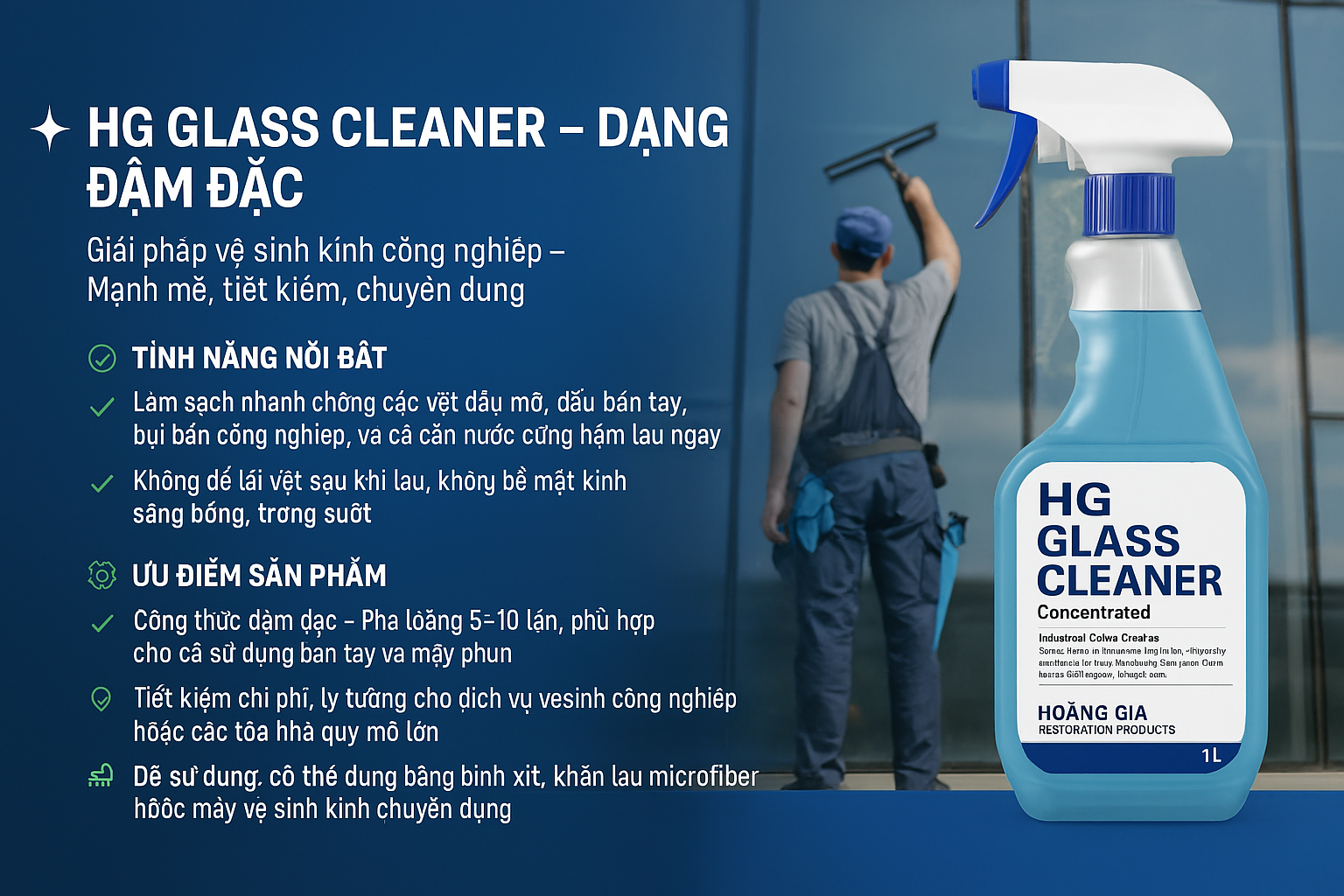 Chất tẩy rửa kính chuyên dụng HG GLASS CLEANER –