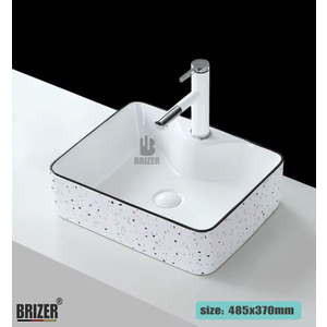 Chậu Lavabo Đặt Bàn Vuông Chấm Bi Brizer BZ8427