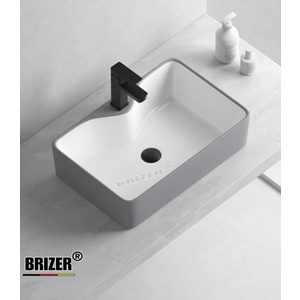 Chậu Lavabo Rửa Mặt Đặt Bàn Chữ Nhật Màu Xám Brizer BZ8422