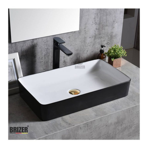 Chậu Lavabo Rửa Mặt Đặt Bàn chữ nhật trắng đen Brizer BZ8438