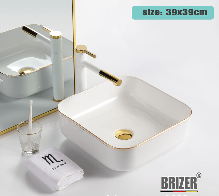Chậu Lavabo Rửa Mặt Đặt Bàn Vuông Brizer BZ8415