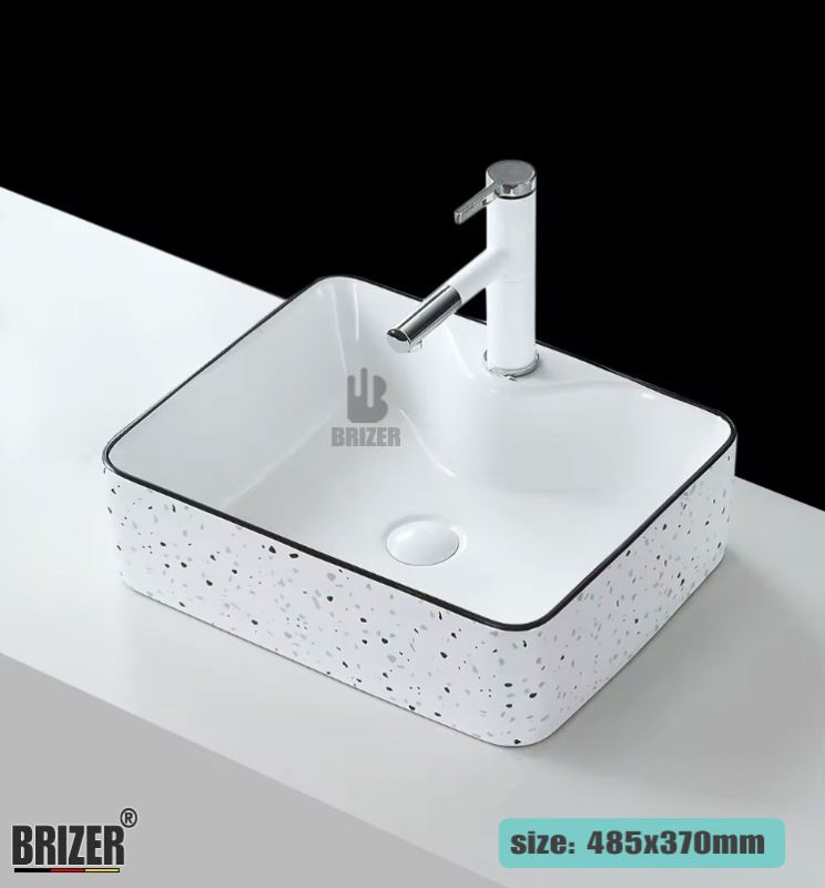 Chậu Lavabo Rửa Mặt Đặt Bàn Vuông Hươu Brizer BZ84