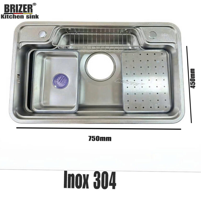 Chậu rửa chén 1 hộc inox 304 Brizer BZ7848 Dập