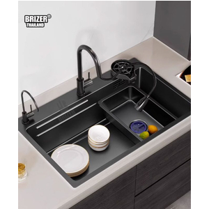 Chậu rửa chén 1 hộc lớn inox phủ nano đen Brizer BZ7846Đ
