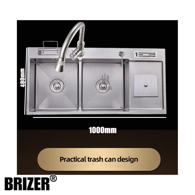 Chậu rửa chén 2 hộc 1 Cánh inox 304 Brizer BZ10048A