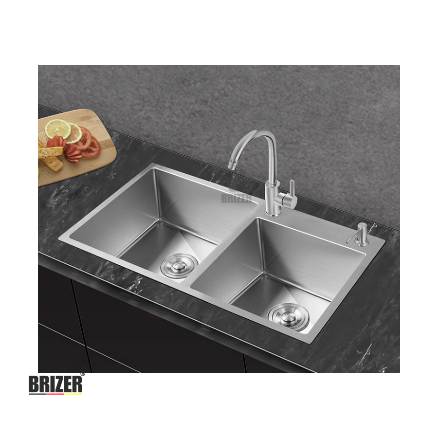 Chậu rửa chén 2 hộc lệch inox 304 Brizer BZ8245L