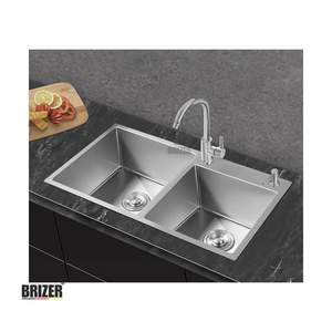Chậu rửa chén 2 hộc lệch inox 304 Brizer BZ8245L