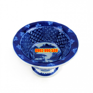 Chén Sứ Chân Cao Men Lam