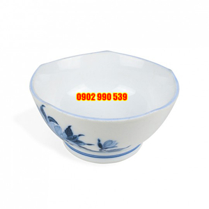 Chén Sứ Chân Cao Men Lam Có Triện