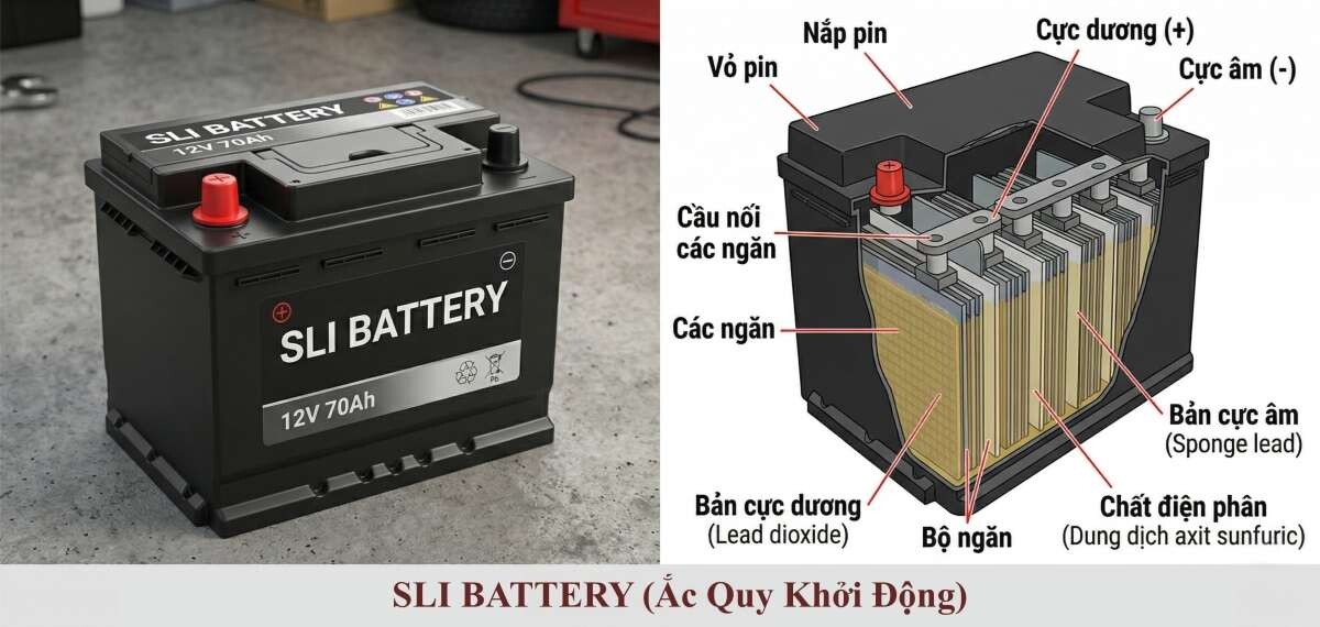 Chi tiết ắc quy khởi động SLI