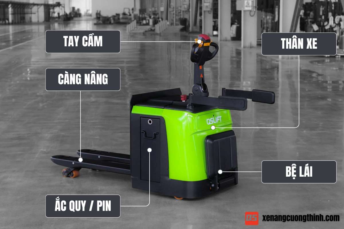 Chi tiết sản phẩm xe nâng tay điện thấp 2 Tấn | QSLift QET20P