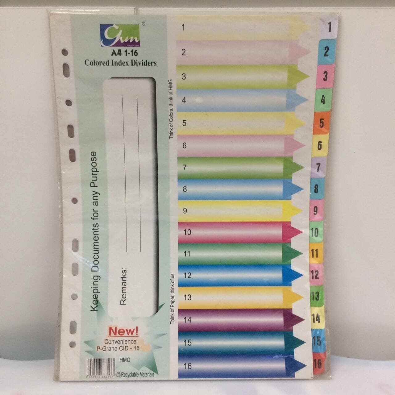 Chia File Giấy 16 Màu Hoàng Mai Có Số