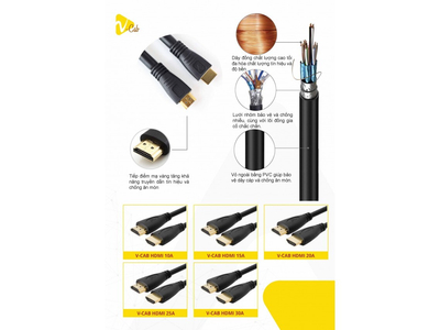 Cáp HDMI 30m Chuẩn 4K 24AWG CL2 V-CAB HDMI30A