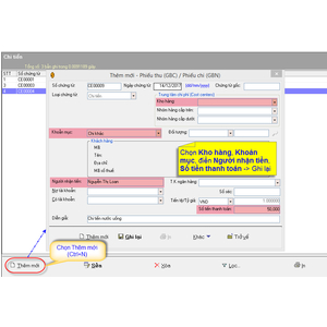 Chức năng Chi tiền trong phần mềm bán hàng VNUNI