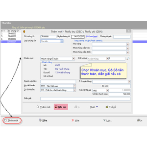 Chức năng Thu tiền phần mềm bán hàng VNUNI