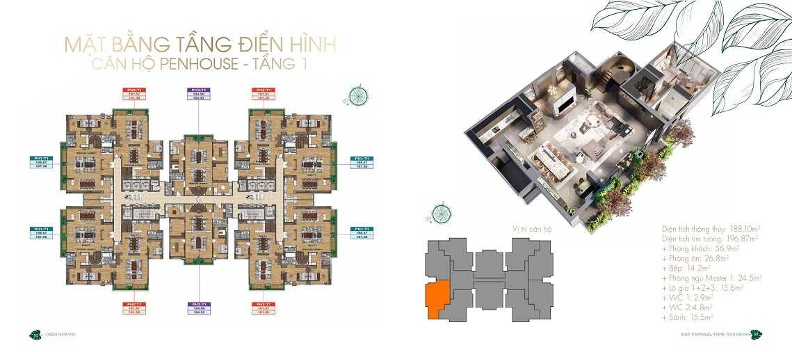Bán Penthouse Green Diamond 93 Láng Hạ – 342m² Siêu Sang