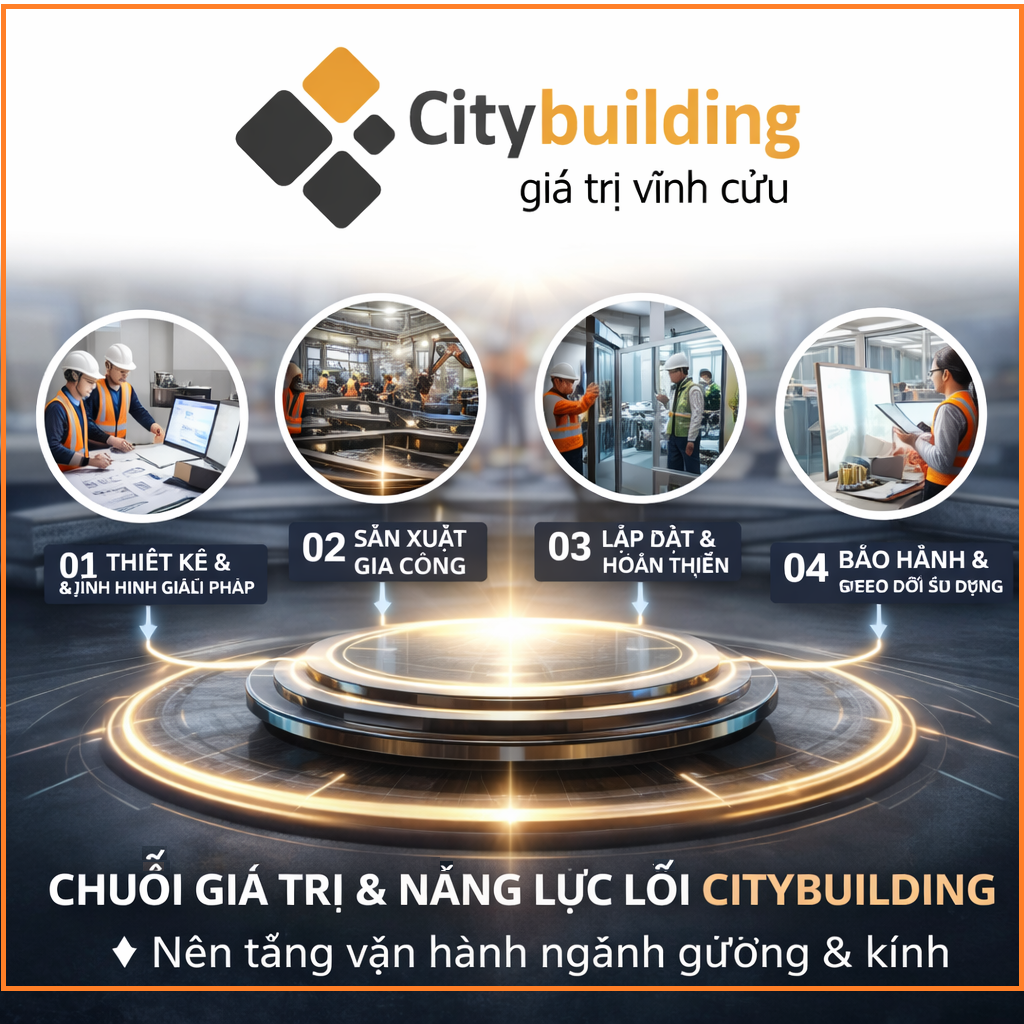 📌 CHUỖI GIÁ TRỊ & NĂNG LỰC LÕI CITYBUILDING – NỀN TẢNG VẬN HÀNH NGÀNH GƯƠNG & KÍNH