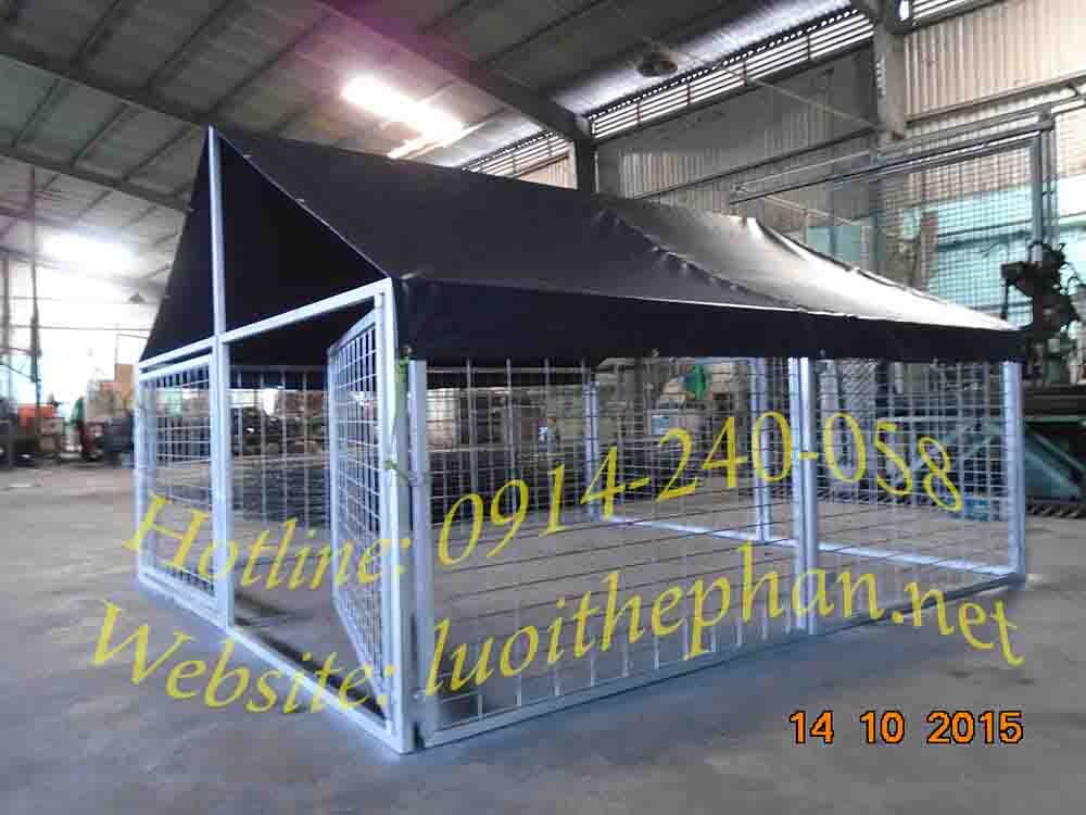 Chuồng chó lưới thép 2.4x2.4x0.9m (DxRxC) có bạt che