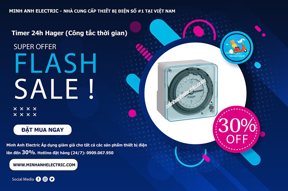 Chương trình ưu đãi của Hager: Timer 24h Hager (Công tắc thời gian)