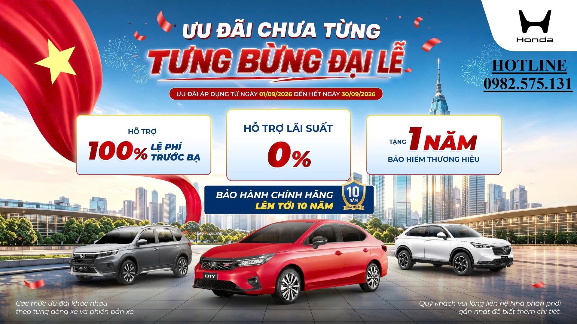 Chương trình khuyến mại xe ô tô honda tháng 9 năm 2026 - ƯU ĐÃI CHƯA TỪNG - TƯNG BỪNG ĐẠI LỄ